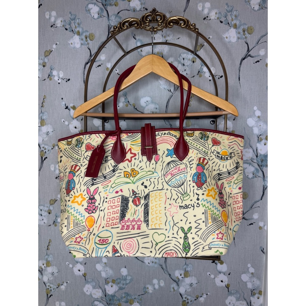 Dooney & Bourke Macys 150th Anniversary Parade Tote Bag Burgundy Trim
